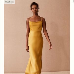BHLDN Mustard/gold satin charmeuse dress